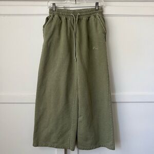 PLT Sage Acid Wash Lounge Wide Leg Green Drawstring Sweatpants